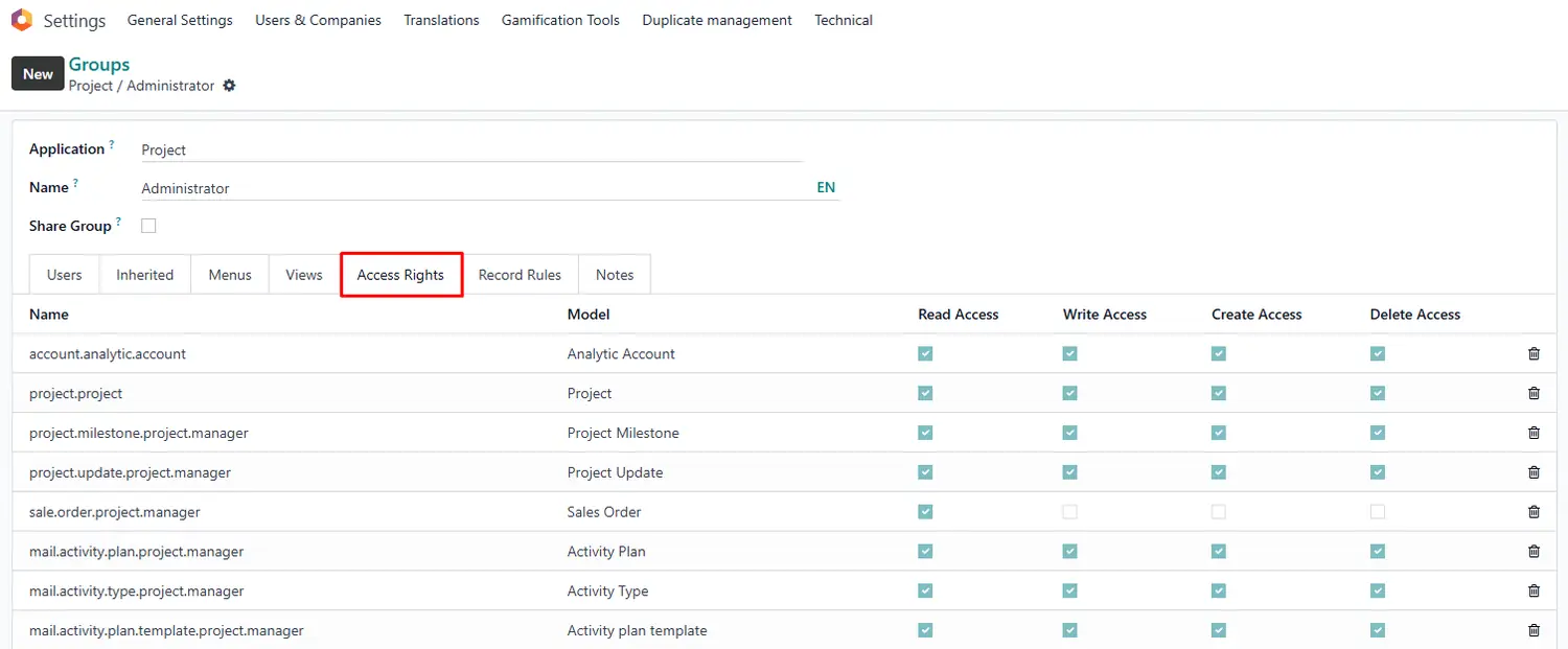 Manage Access Rights
