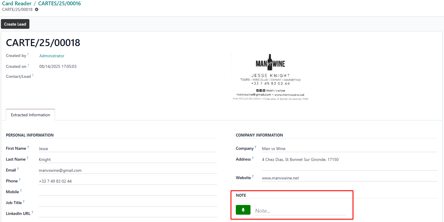 Review contact details for accuracy and add notes by voice or text for context.