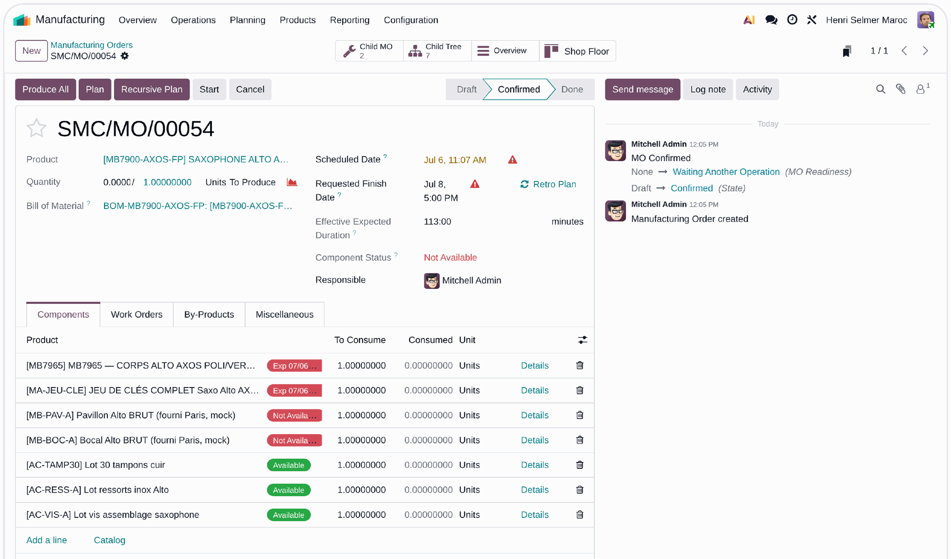 Odoo Retro Plan — schedule from the delivery date