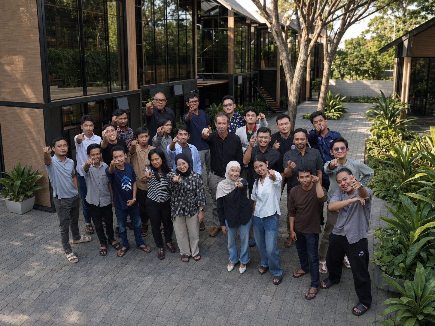 The full Doodex team outside the office