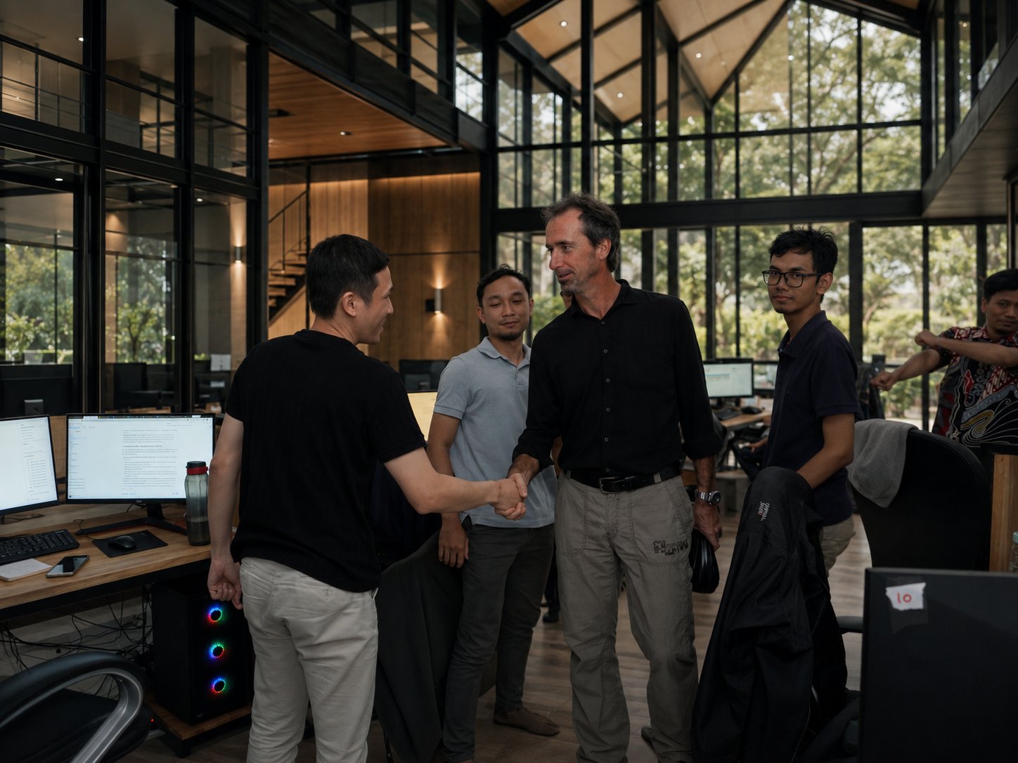 Doodex team welcoming a client in the office
