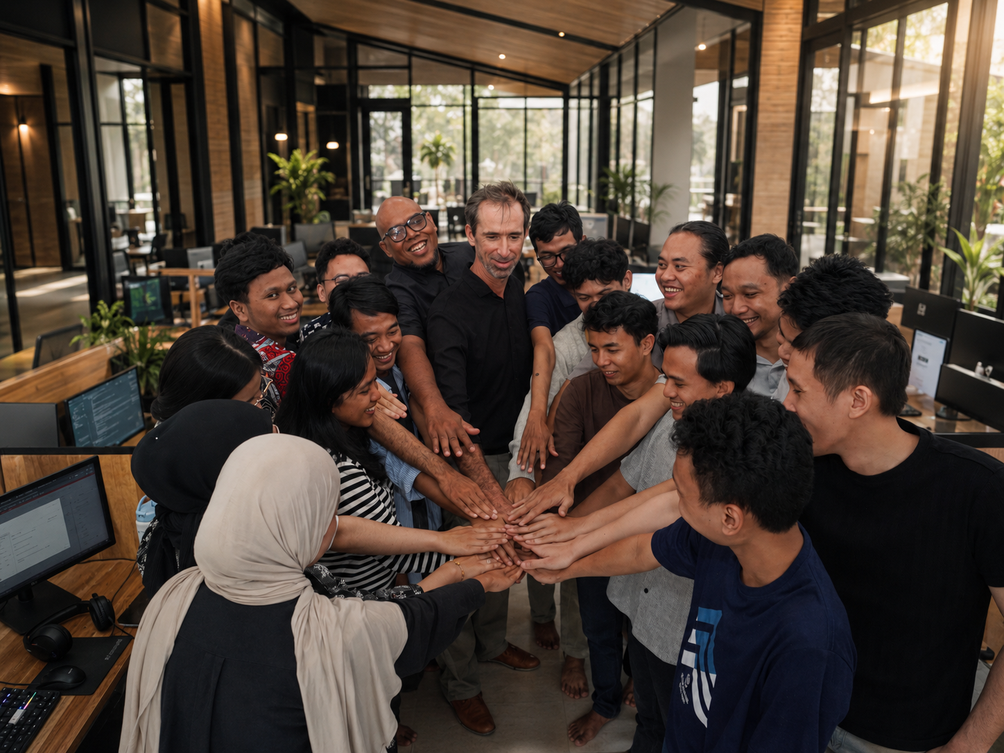 Doodex team joining hands together
